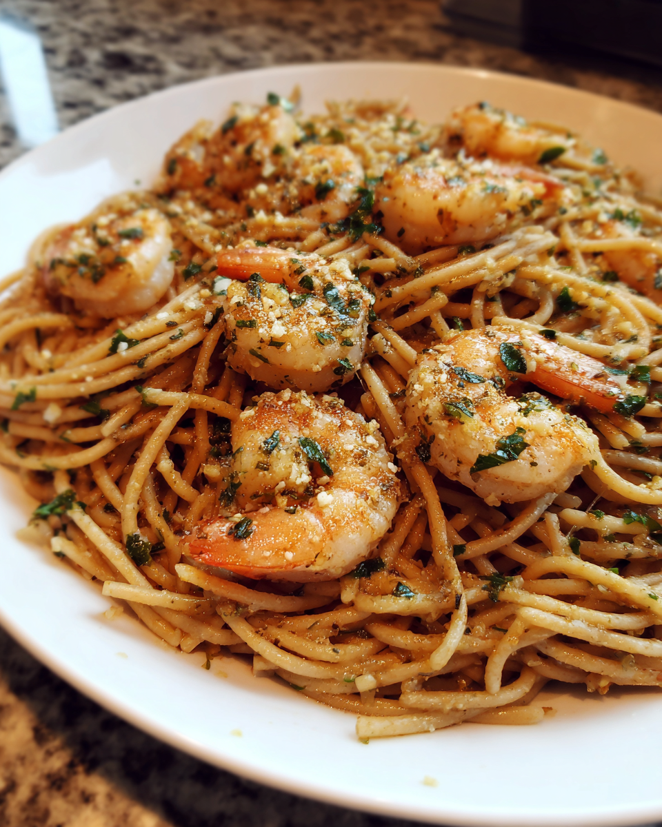 Light Garlic Shrimp Whole Wheat Pasta: 5 Easy Happy